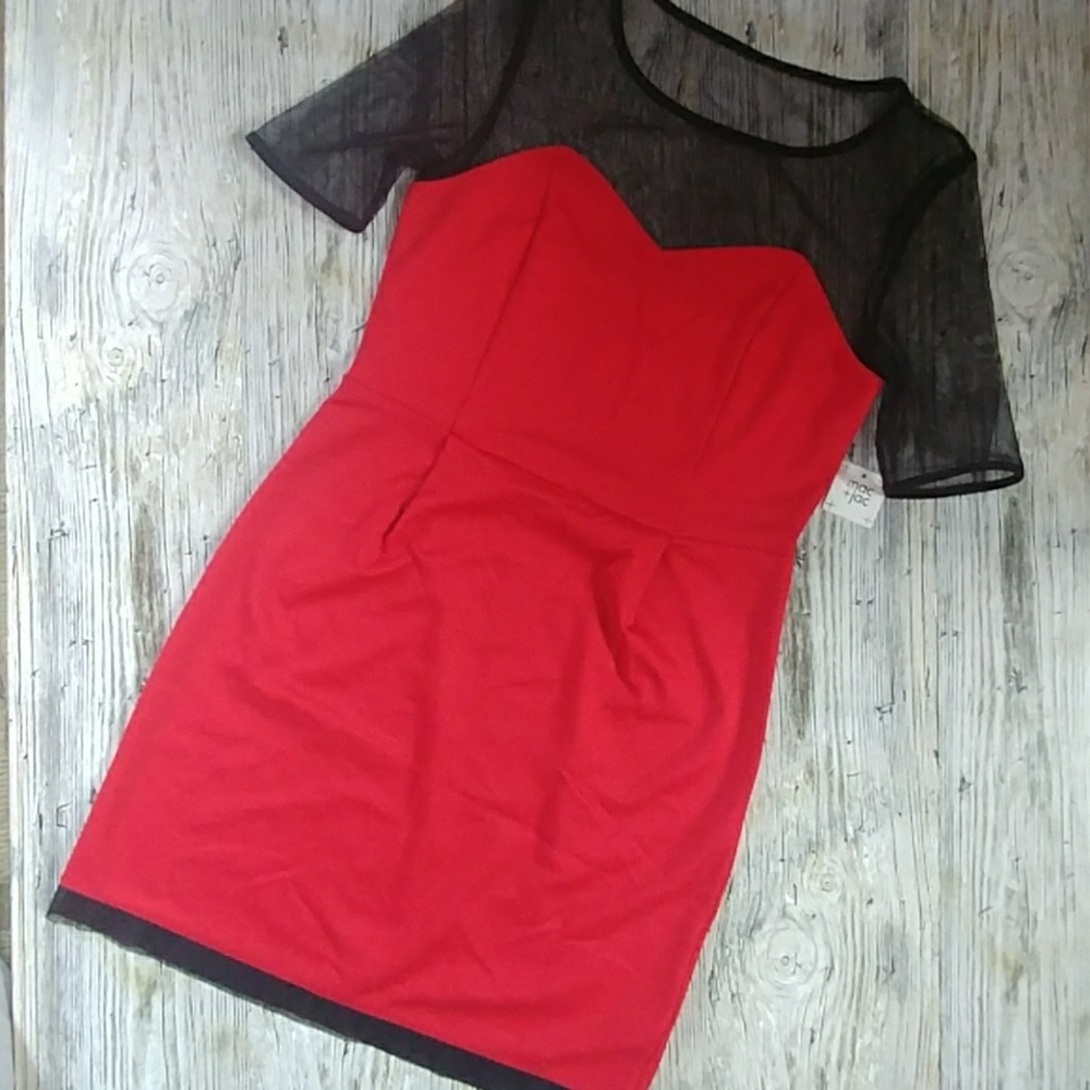 NWT Mac +Jac red mini dress sweetheart neckline